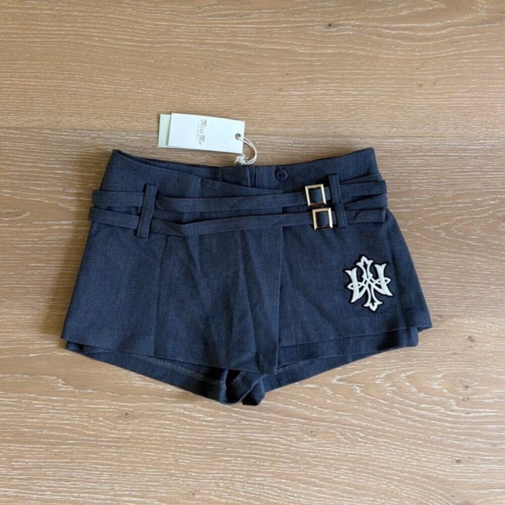 Miss Me Wrap Front Buckle Shorts Size XS Gray